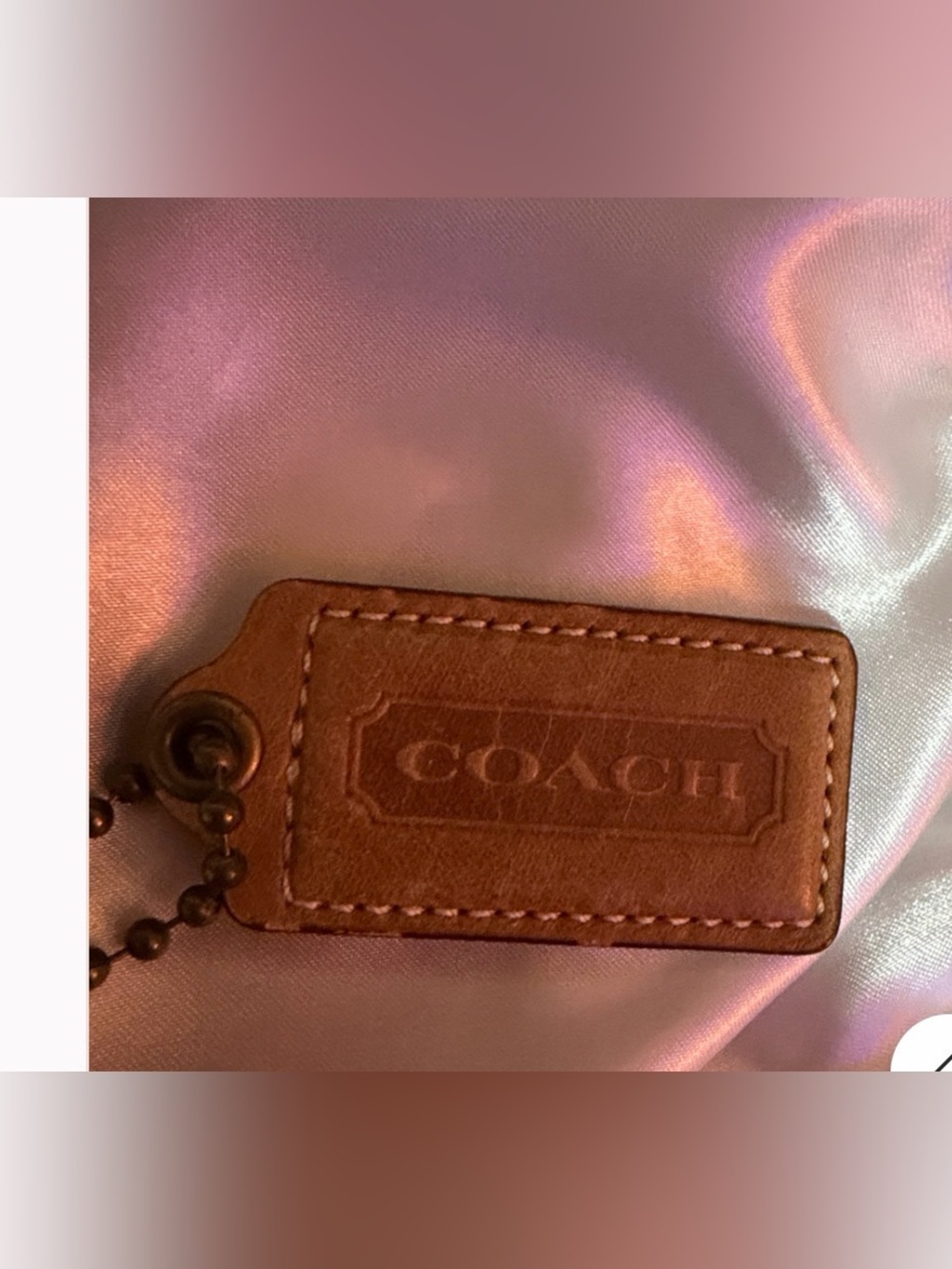 COACH Taupe Hang Leather Tag